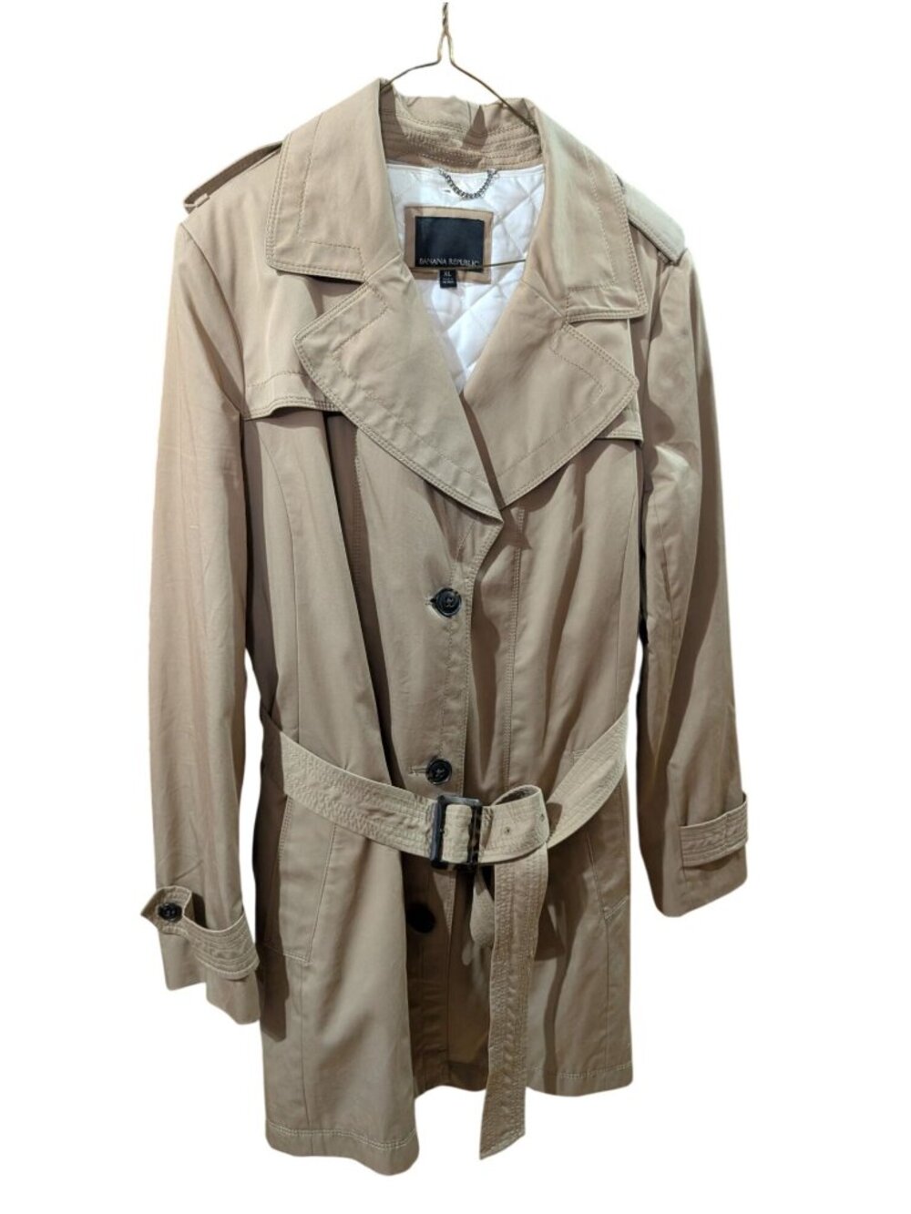 Banana Republic Womens Midi Trench Coat w/ Removable Quilted Liner Size XL